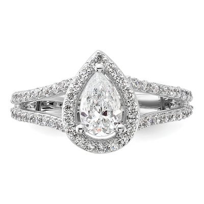 Platinum Diamond Pear Halo Eng Engagement Ring Semi-Mount – view 5