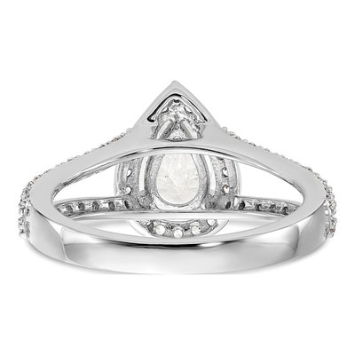 Platinum Diamond Pear Halo Eng Engagement Ring Semi-Mount – view 6