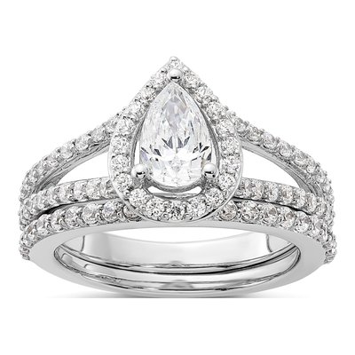 Platinum Diamond Pear Halo Eng Engagement Ring Semi-Mount – view 8