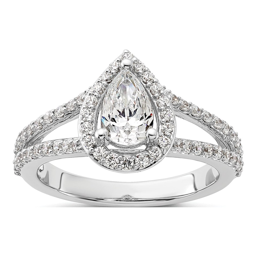 Platinum Diamond Pear Halo Eng Engagement Ring Semi-Mount