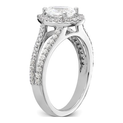 14K White Gold Diamond Pear Halo Engagement Ring Semi-Mount – view 6