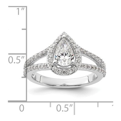 14K White Gold Diamond Pear Halo Engagement Ring Semi-Mount – view 8