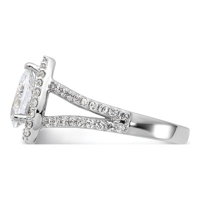 14K White Gold Lab-Grown Diamond Pear Halo Engagement Ring Semi-Mount – view 4