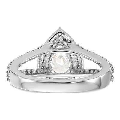 14K White Gold Lab-Grown Diamond Pear Halo Engagement Ring Semi-Mount – view 6