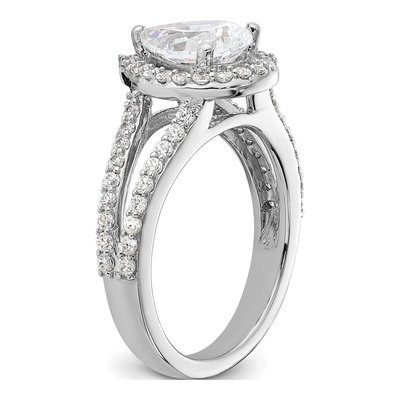 14K White Gold Lab-Grown Diamond Pear Halo Engagement Ring Semi-Mount – view 7
