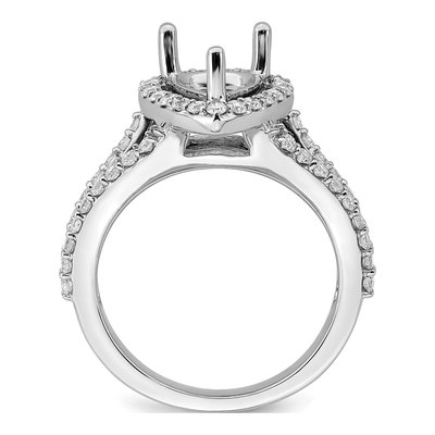 14K White Gold Lab-Grown Diamond Pear Halo Engagement Ring Semi-Mount – view 3