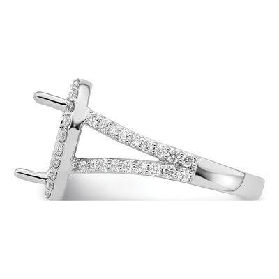 14K White Gold Lab-Grown Diamond Pear Halo Engagement Ring Semi-Mount – view 4