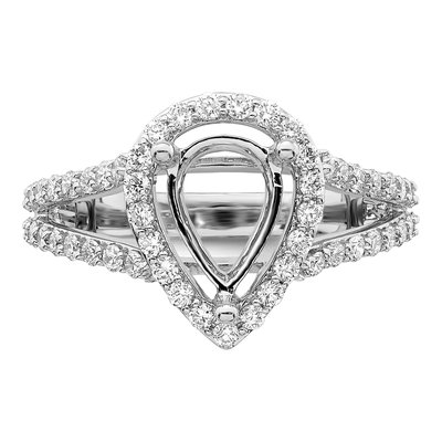 14K White Gold Lab-Grown Diamond Pear Halo Engagement Ring Semi-Mount – view 5