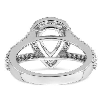 14K White Gold Lab-Grown Diamond Pear Halo Engagement Ring Semi-Mount – view 6