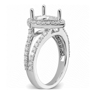 14K White Gold Lab-Grown Diamond Pear Halo Engagement Ring Semi-Mount – view 7