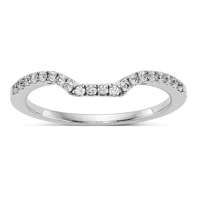 14K White Gold 1/5 ct tw Diamond Contoured Wedding Band