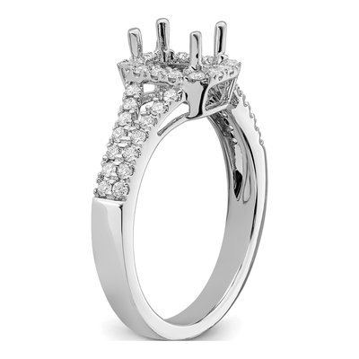 14K White Gold Lab-Grown Diamond Halo Engagement Ring Semi-Mount – view 7