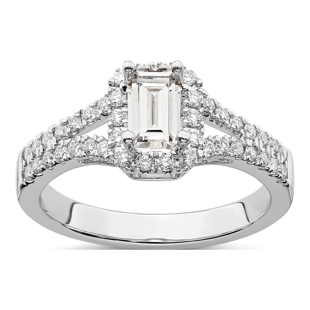 14K White Gold Lab-Grown Diamond Halo Engagement Ring Semi-Mount