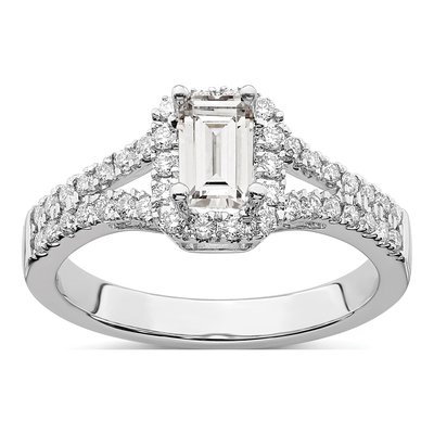 14K White Gold Lab-Grown Diamond Halo Engagement Ring Semi-Mount