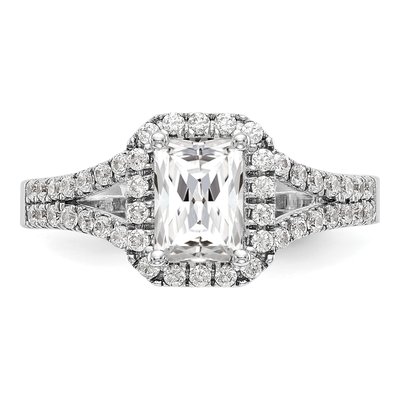 14K White Gold Lab-Grown Diamond Halo Engagement Ring Semi-Mount – view 5