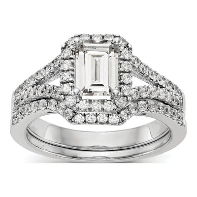 14K White Gold Lab-Grown Diamond Halo Engagement Ring Semi-Mount – view 8