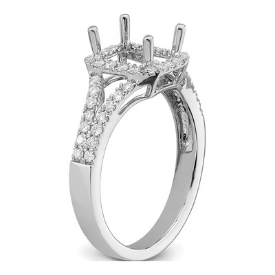 14K White Gold Lab-Grown Diamond Halo Engagement Ring Semi-Mount – view 7