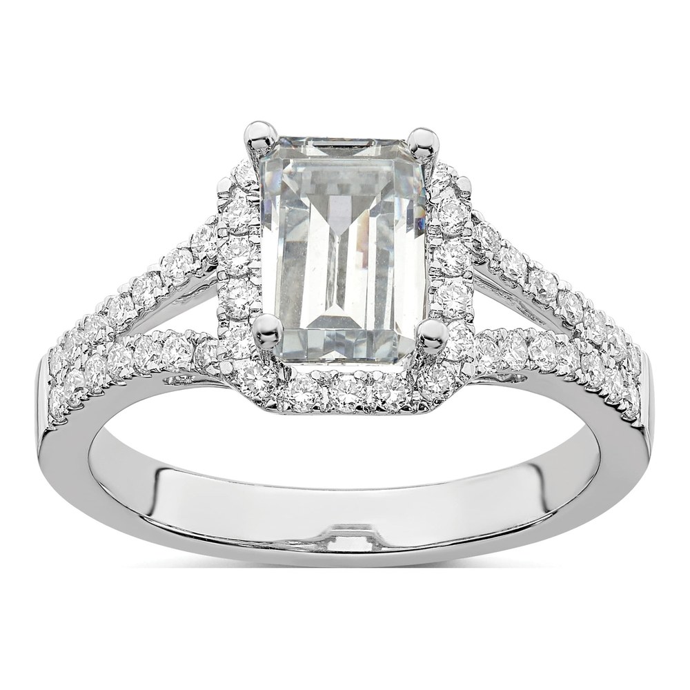 14K White Gold Lab-Grown Diamond Halo Engagement Ring Semi-Mount