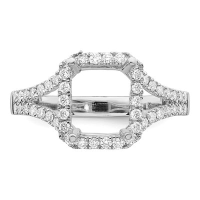 14K White Gold Diamond Halo Engagement Ring Semi-Mount – view 6