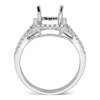 14K White Gold Lab-Grown Diamond Halo Engagement Ring Semi-Mount – view 3