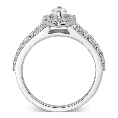 14K White Gold Diamond Halo Engagement Ring Semi-Mount – view 3