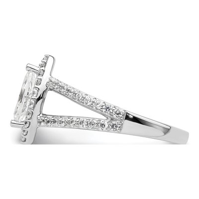 14K White Gold Diamond Halo Engagement Ring Semi-Mount – view 4