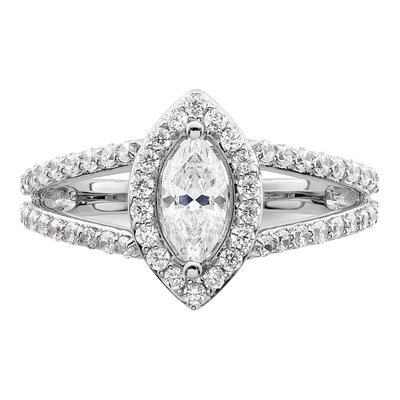 14K White Gold Diamond Halo Engagement Ring Semi-Mount – view 5