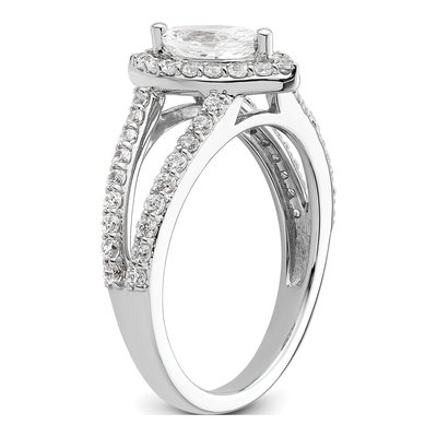 14K White Gold Diamond Halo Engagement Ring Semi-Mount – view 7