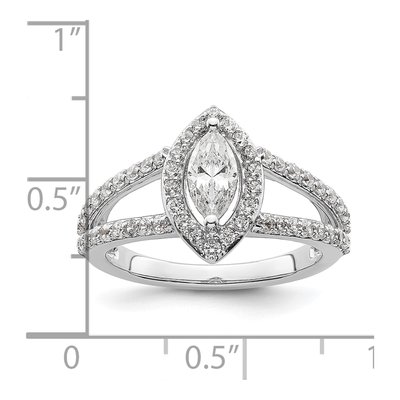 14K White Gold Diamond Halo Engagement Ring Semi-Mount – view 8