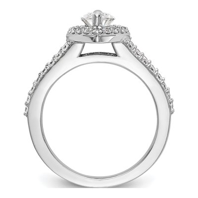 14K White Gold Diamond Marquise Halo Engagement Ring Semi-Mount – view 2