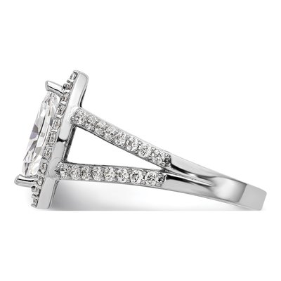 14K White Gold Diamond Marquise Halo Engagement Ring Semi-Mount – view 3