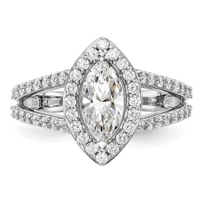 14K White Gold Diamond Marquise Halo Engagement Ring Semi-Mount – view 4