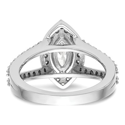 14K White Gold Diamond Marquise Halo Engagement Ring Semi-Mount – view 5