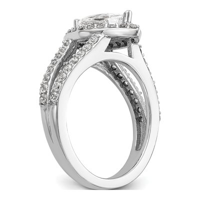 14K White Gold Diamond Marquise Halo Engagement Ring Semi-Mount – view 6
