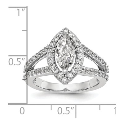 14K White Gold Diamond Marquise Halo Engagement Ring Semi-Mount – view 8