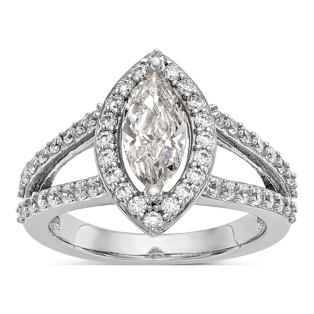 14K White Gold Marquise Halo Semi-Mount Engagement Ring