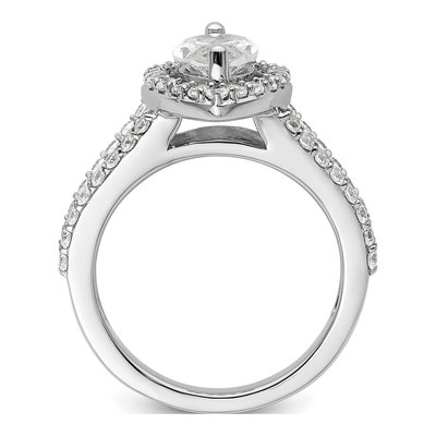 14K White Gold Diamond Halo Engagement Ring Semi-Mount – view 3