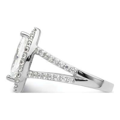 14K White Gold Diamond Halo Engagement Ring Semi-Mount – view 4