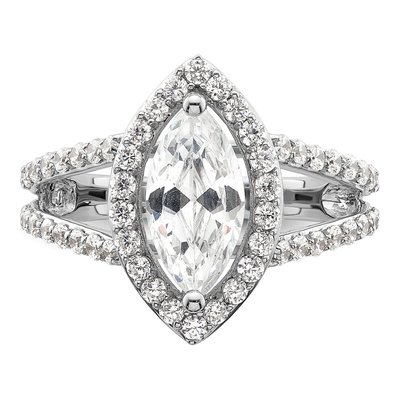 14K White Gold Diamond Halo Engagement Ring Semi-Mount – view 5