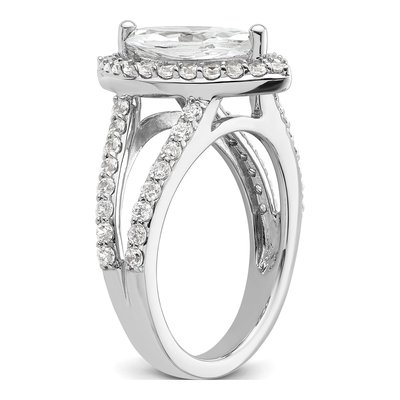 14K White Gold Diamond Halo Engagement Ring Semi-Mount – view 7