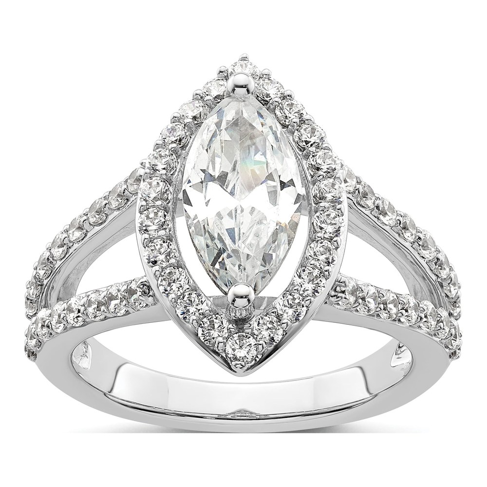 14K White Gold Halo Diamond Engagement Semi-Mount