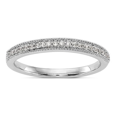 14K White Gold 1/8 ct tw Diamond Wedding Band