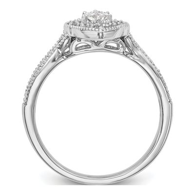 14K White Gold Diamond Halo Engagement Ring Semi-Mount – view 2