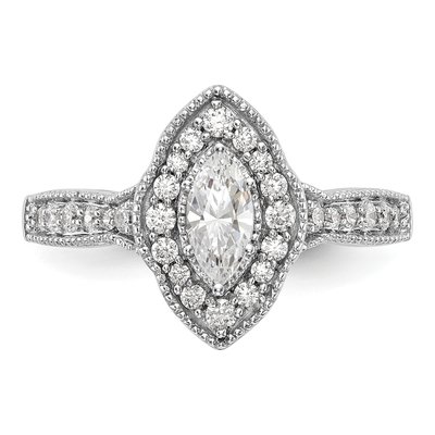 14K White Gold Diamond Halo Engagement Ring Semi-Mount – view 4