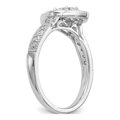 14K White Gold Diamond Halo Engagement Ring Semi-Mount – view 6