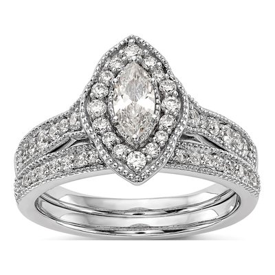 14K White Gold Diamond Halo Engagement Ring Semi-Mount – view 7