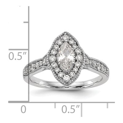 14K White Gold Diamond Halo Engagement Ring Semi-Mount – view 8