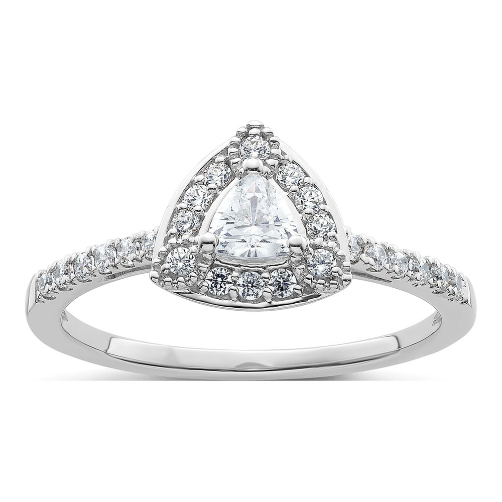 14K White Gold Diamond Halo Engagement Ring Semi-Mount