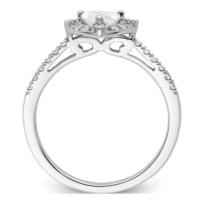 14K White Gold Diamond Trillion Halo Engagement Ring Semi-Mount – view 2