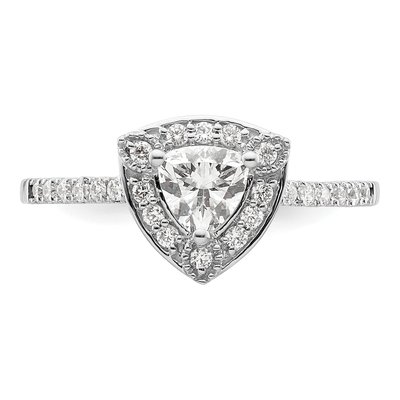 14K White Gold Diamond Trillion Halo Engagement Ring Semi-Mount – view 4